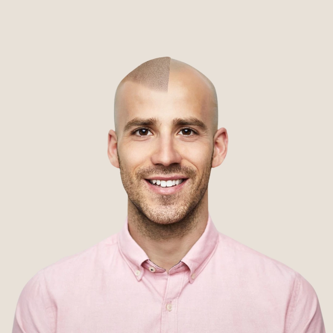 SMP By Lux hairline reconstruction showing a soft natural-looking hairline